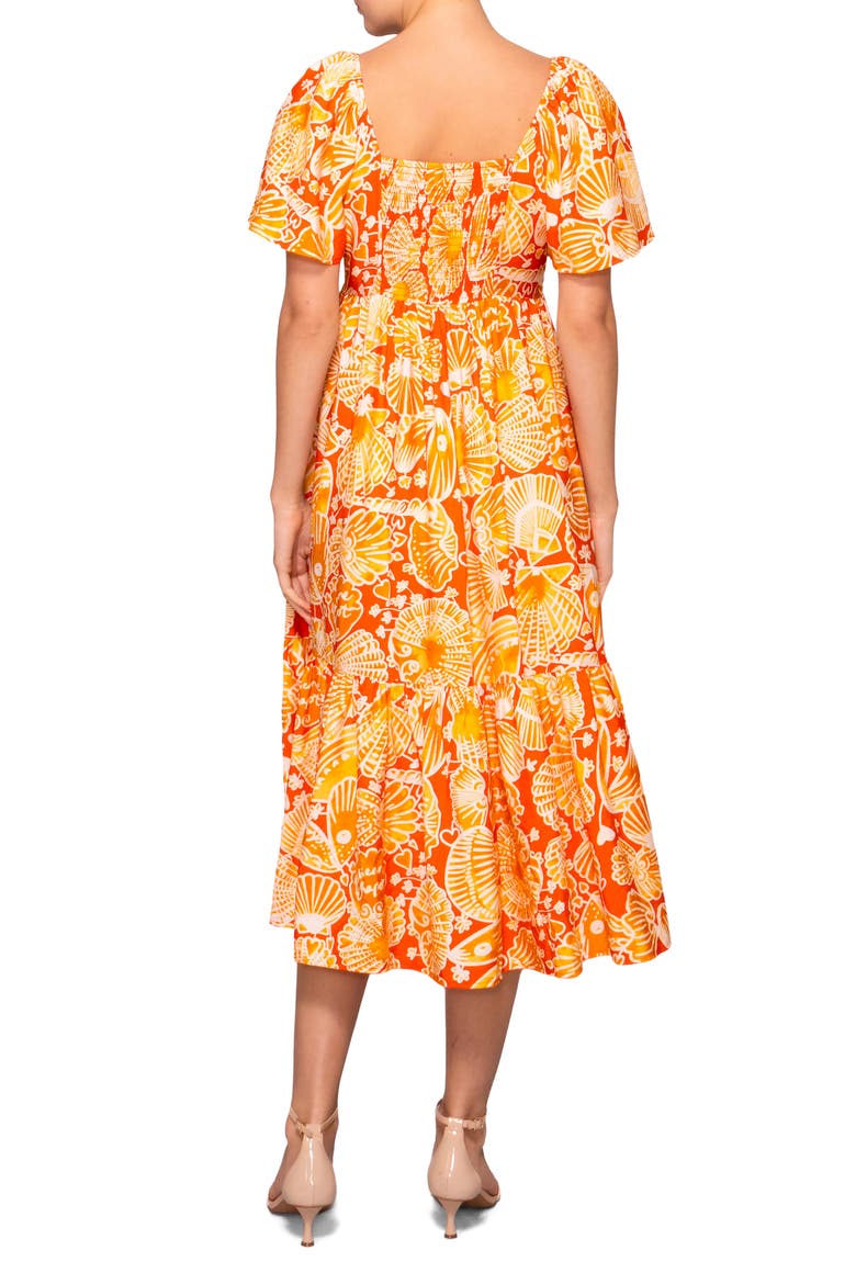 Flutter Sleeve Dress, Alternate, color, ORANGE MUSTARD PRINT
