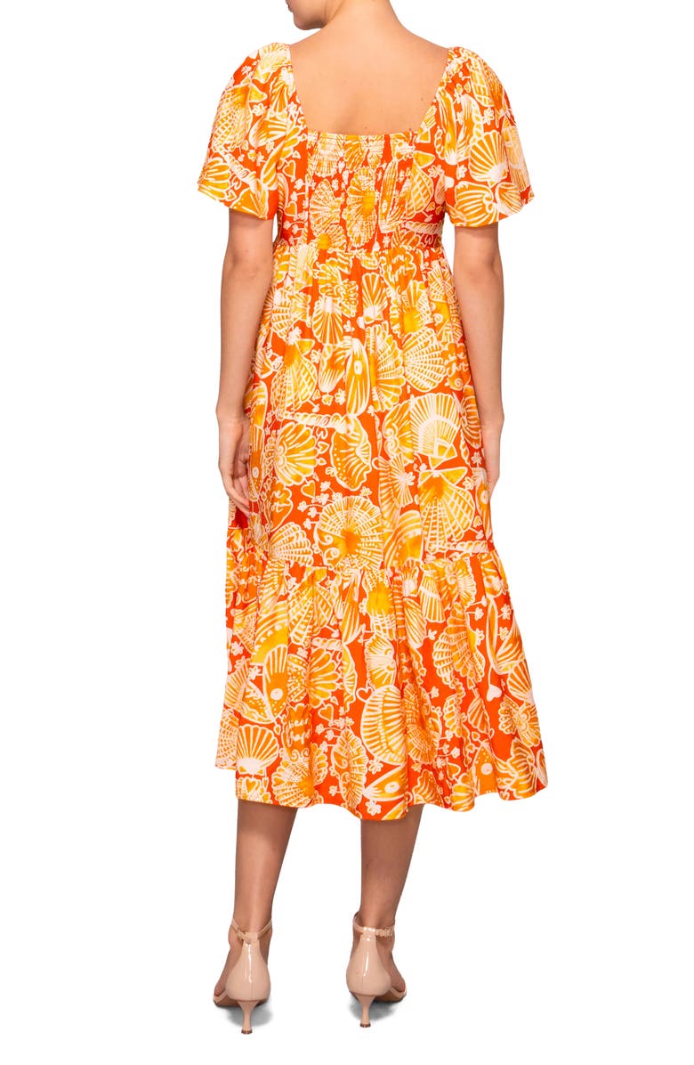 MELLODAY Flutter Sleeve Dress, Alternate, color, Orange Mustard Print