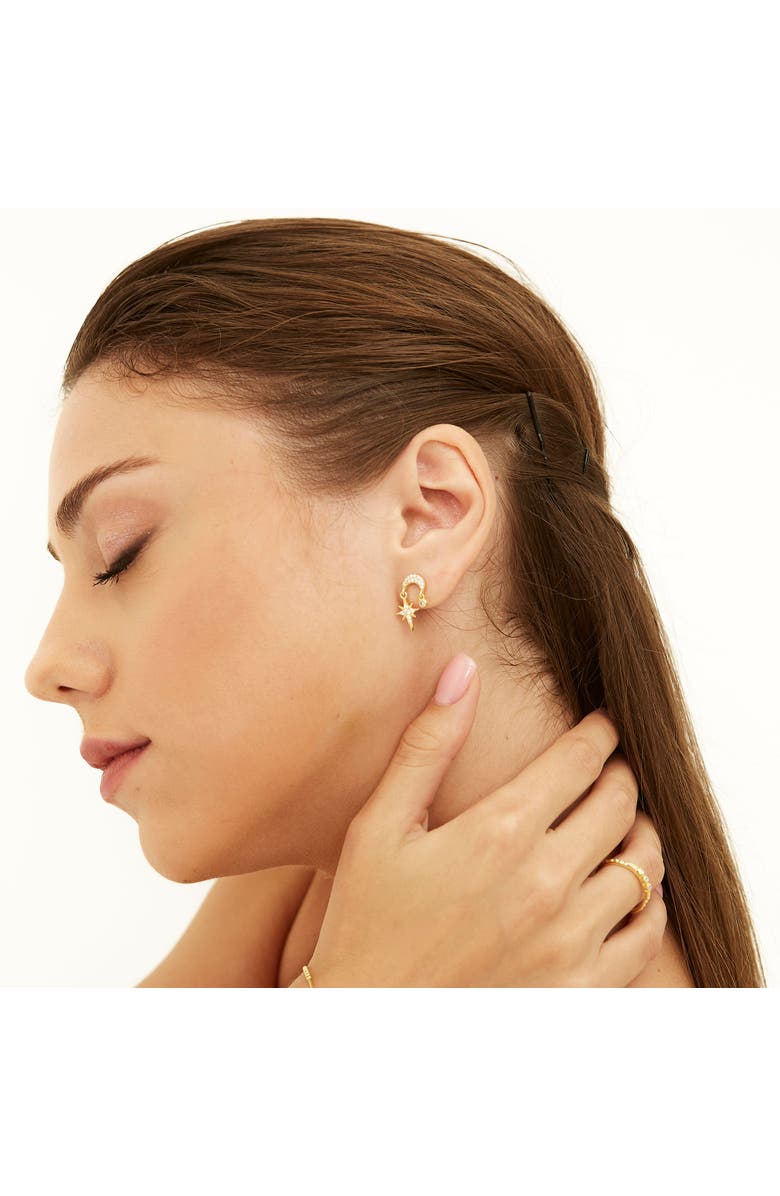 Spero London Sterling silver Dangle Drop Northernstar Stud Earring, Alternate, color, Gold