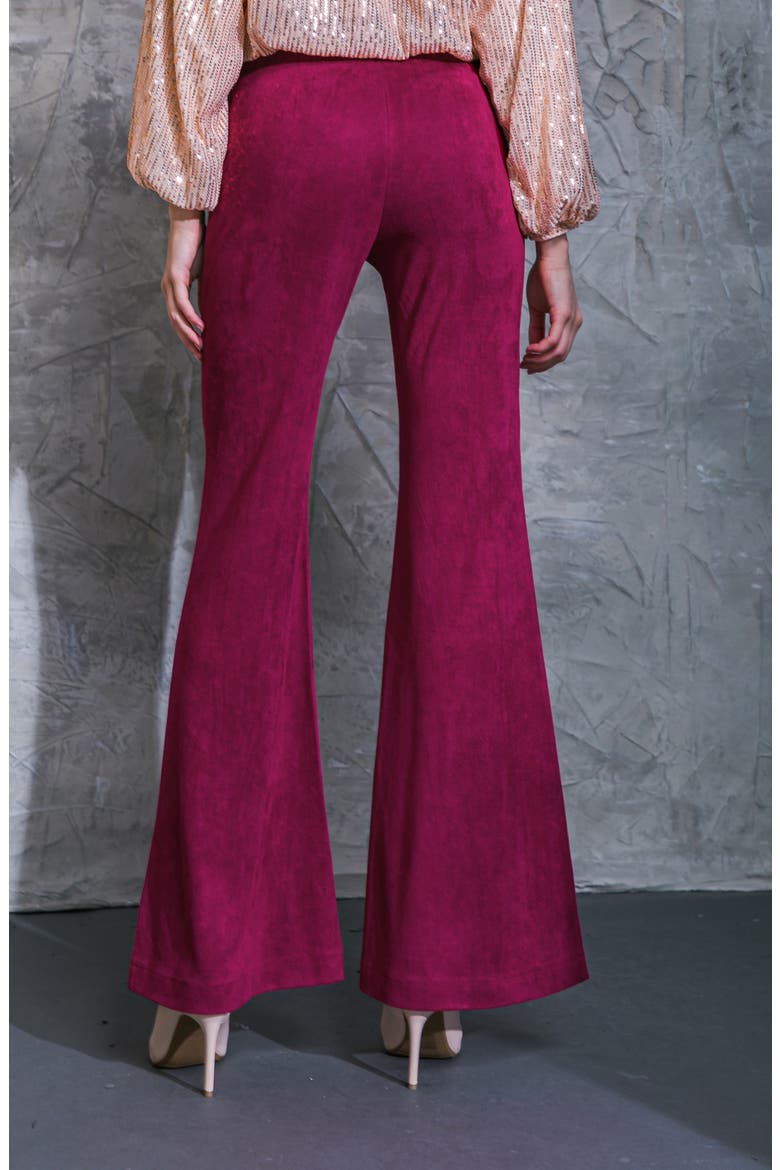 Faux Suede Flare Pants, Alternate, color, MAGENTA
