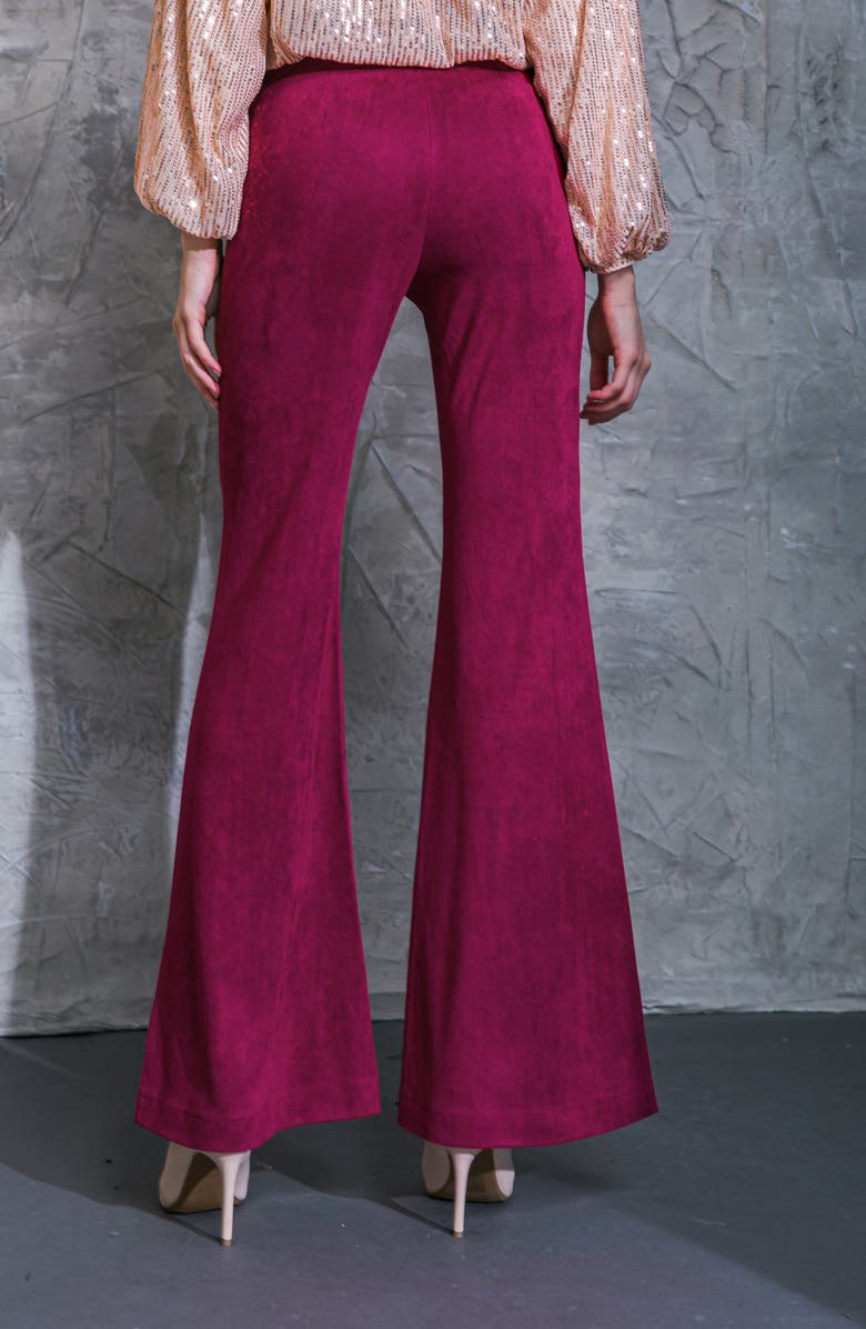 FLYING TOMATO Faux Suede Flare Pants, Alternate, color, Magenta