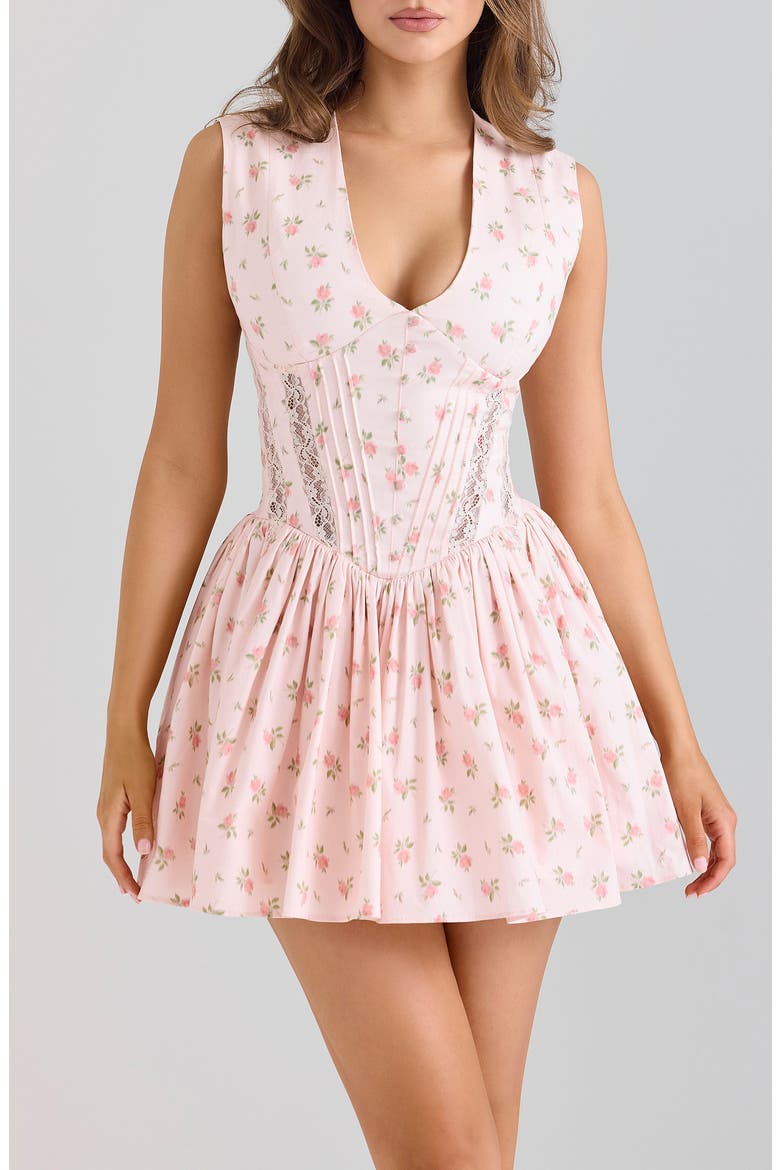 Carmel Floral Print Minidress, Alternate, color, PINK