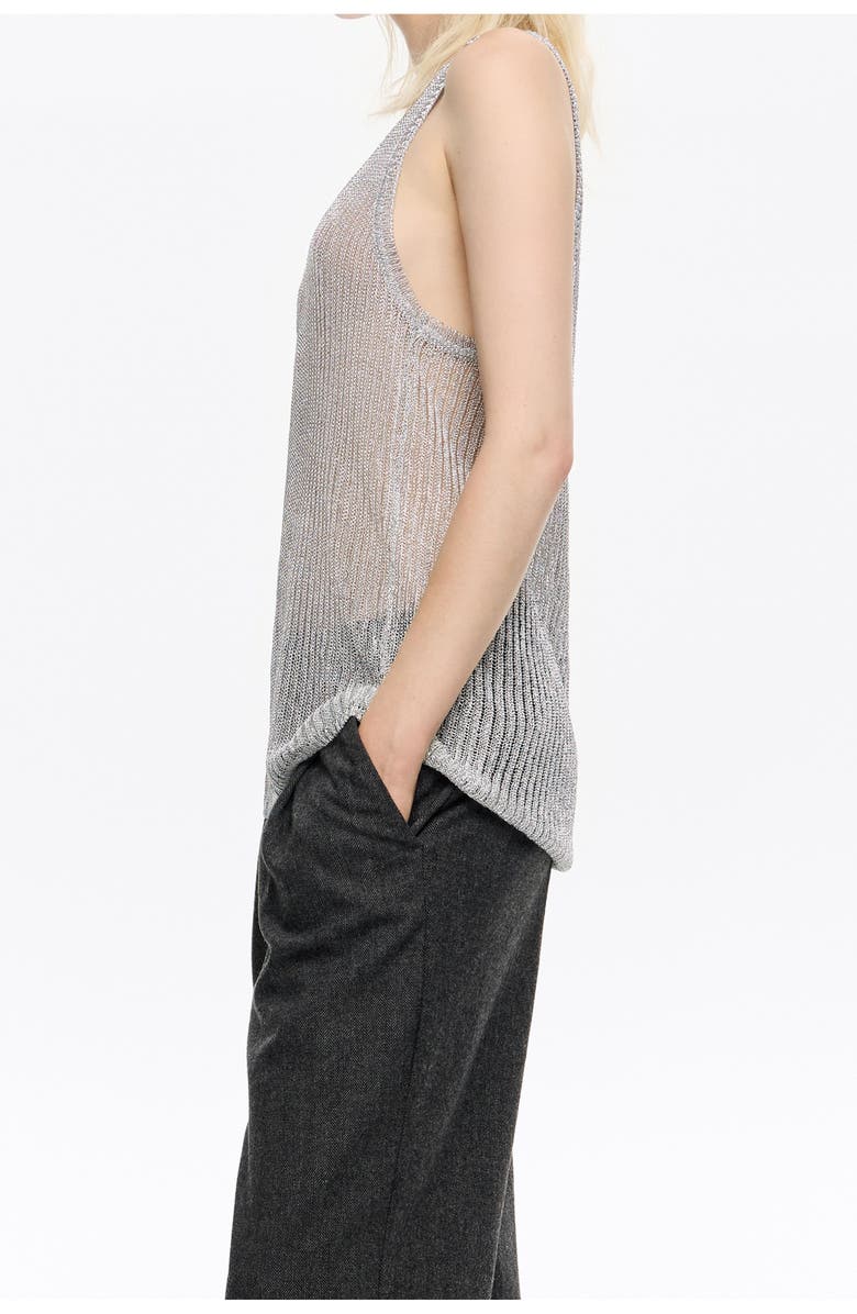 Bimba y Lola Lurex Knit Top, Alternate, color, Silver