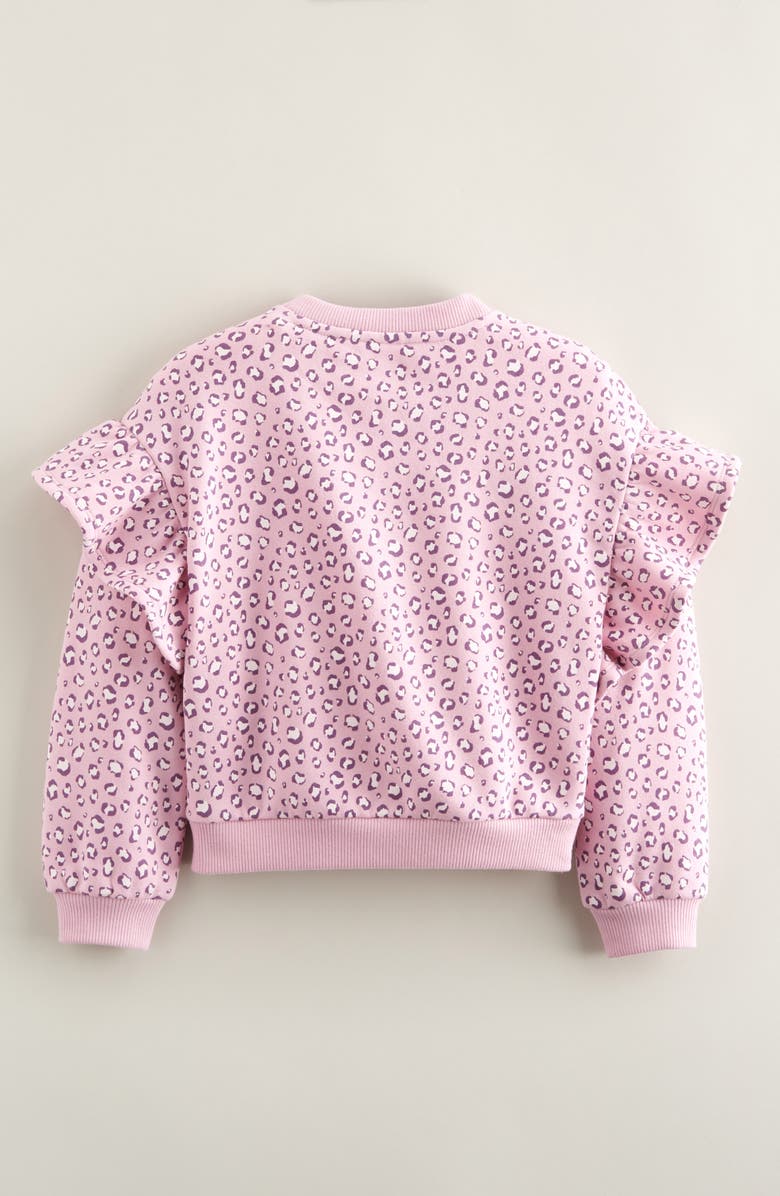 Tucker + Tate Kids' Ruffle Crewneck Sweatshirt, Alternate, color, Purple Jazz Playful Leopard