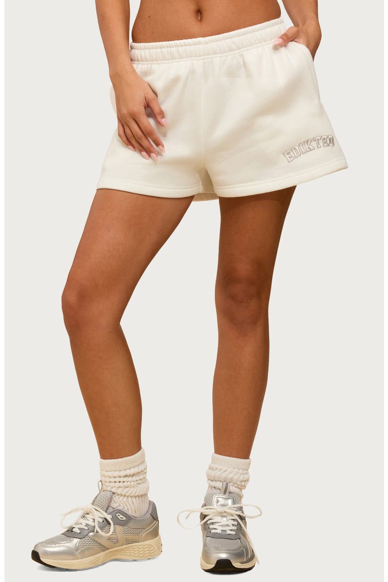 Fleece Logo Sweat Shorts, Main, color, WHITE