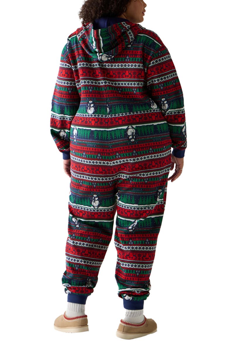 Fabletics Women's Cozy Fleece Hooded Jumpsuit, Alternate, color, Frosty Day Fairisle