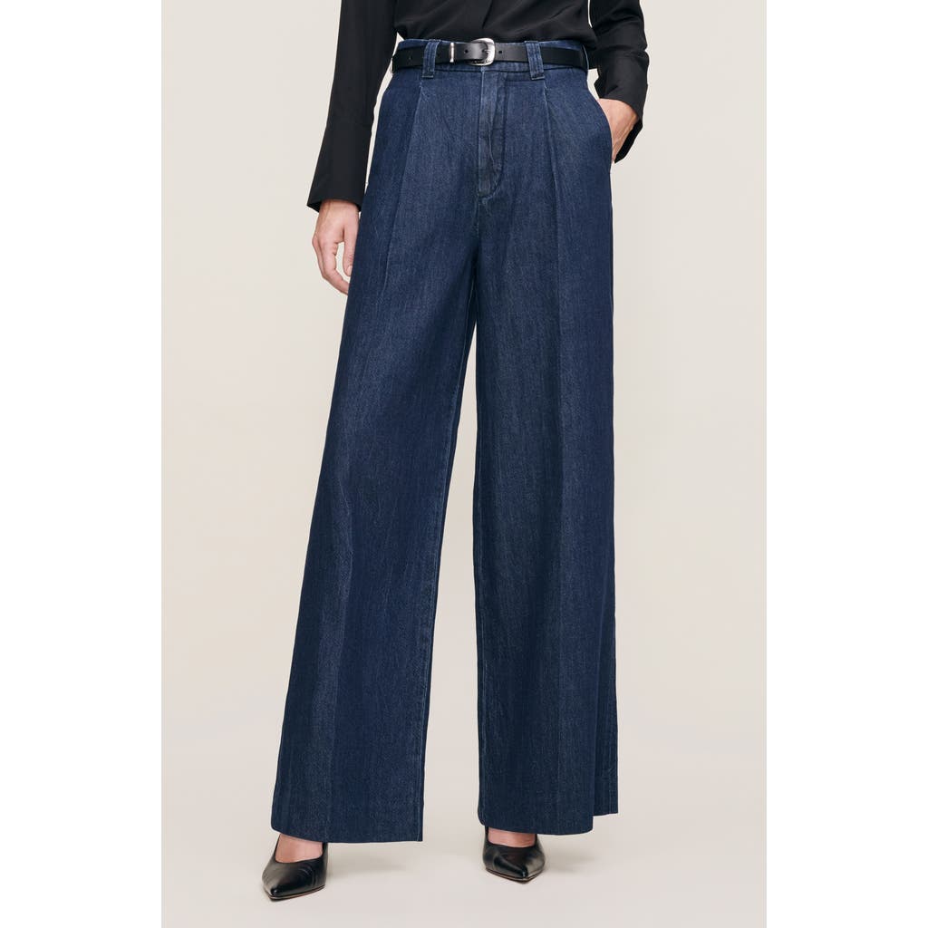 Dl1961 Hepburn Pleated High Waist Wide Leg Jeans In Blue