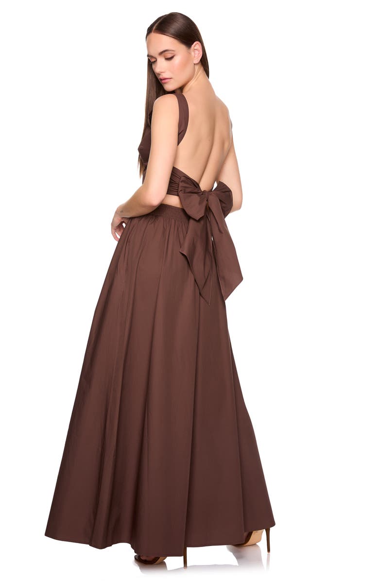 Susana Monaco Open Bow Back Cotton Poplin Top, Alternate, color, Brown