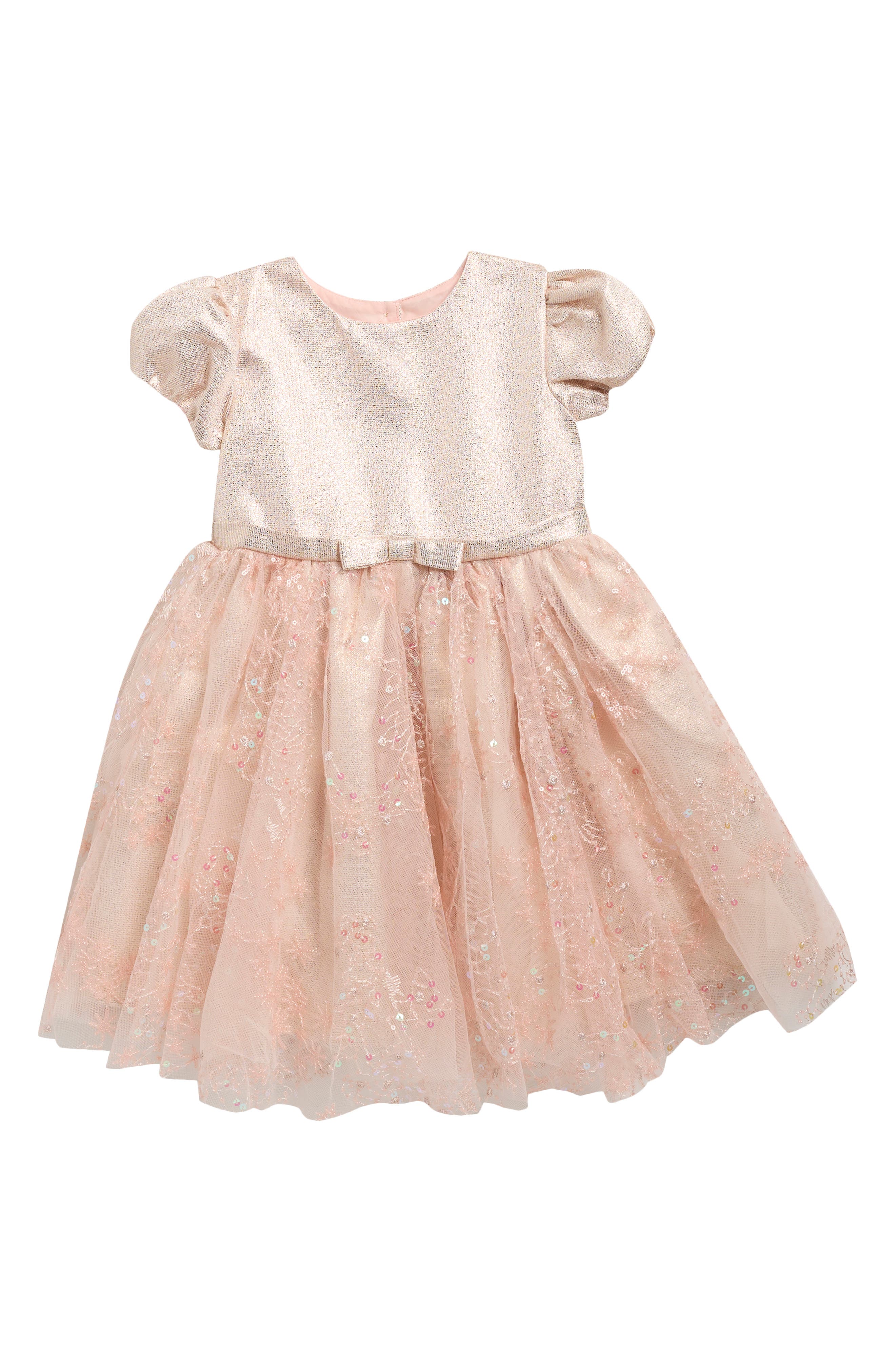 Kids' Metallic Bodice Mesh Dress