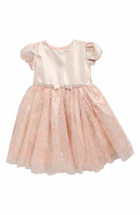 Kids' Metallic Bodice Mesh Dress