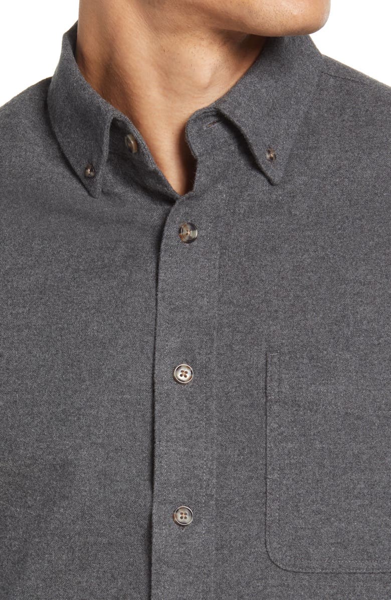 Schott NYC Heather Flannel Long Sleeve Button-Up Shirt, Alternate, color, Heather Grey