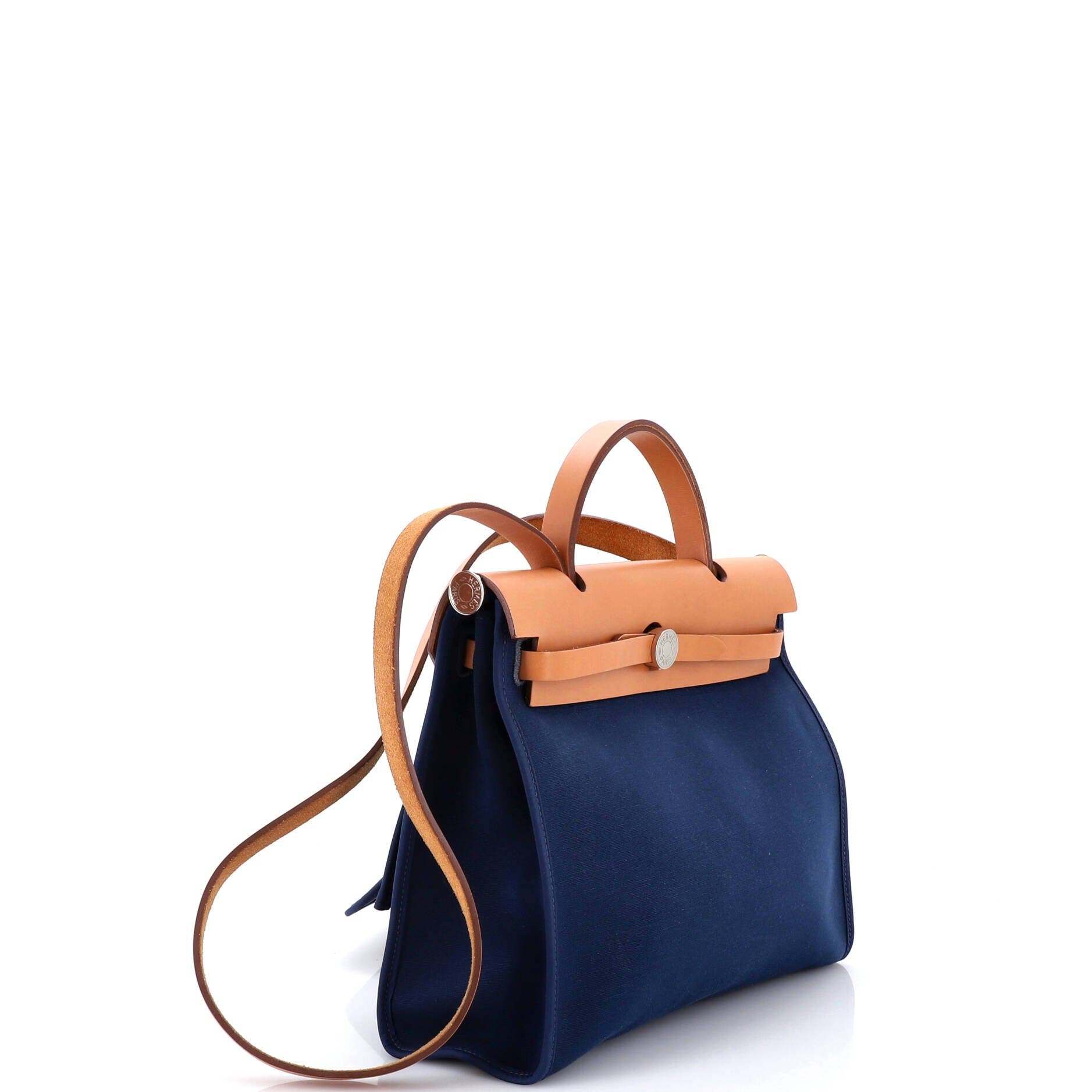 Pre-Owned Hermes Herbag Zip Leather and Toile 31, Alternate, color, Bleu De Malte