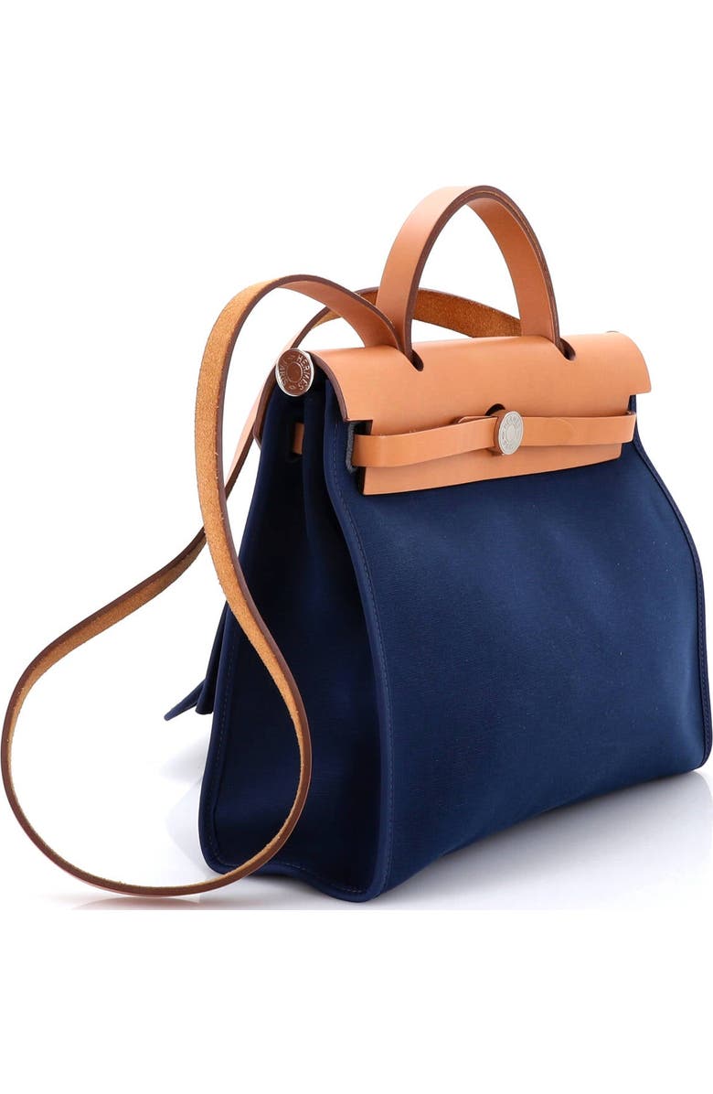 Pre-Owned Hermes Herbag Zip Leather and Toile 31, Alternate, color, Bleu De Malte