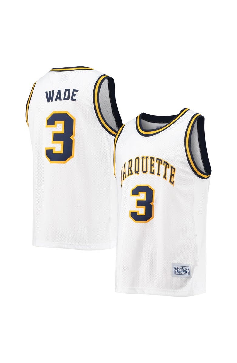 Retro Brand Men's Original Retro Brand Dwyane Wade White Marquette Golden Eagles Commemorative Classic Basketball Jersey, Main, color,