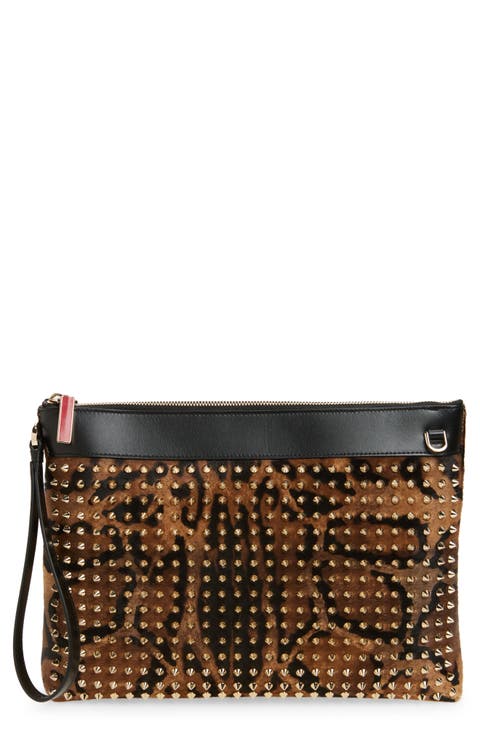 Funky Studded Genuine Calf Hair Clutch