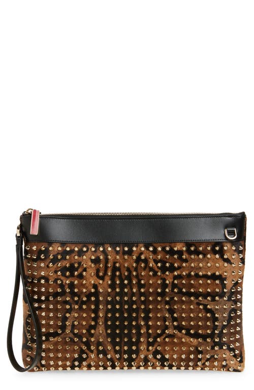 Christian Louboutin Funky Studded Genuine Calf Hair Clutch In Multi
