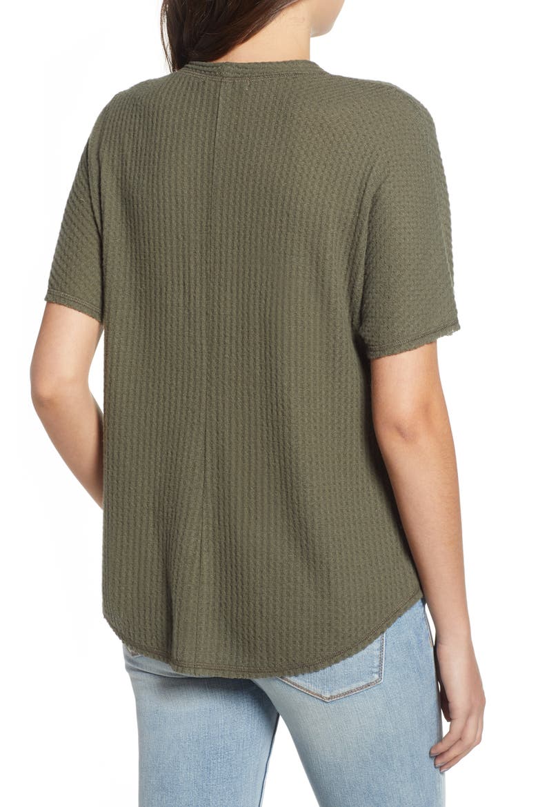 Tie Hem Thermal Tee, Alternate, color, OLIVE