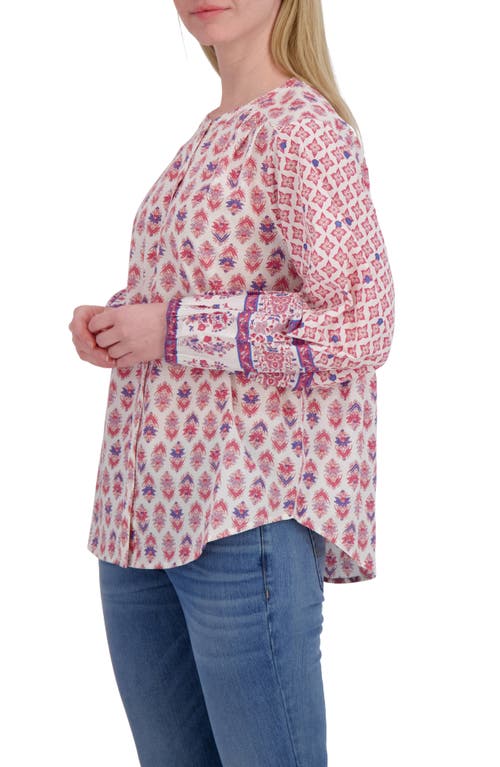 Lucky Brand Border Print Button-up Shirt In Purple Combo