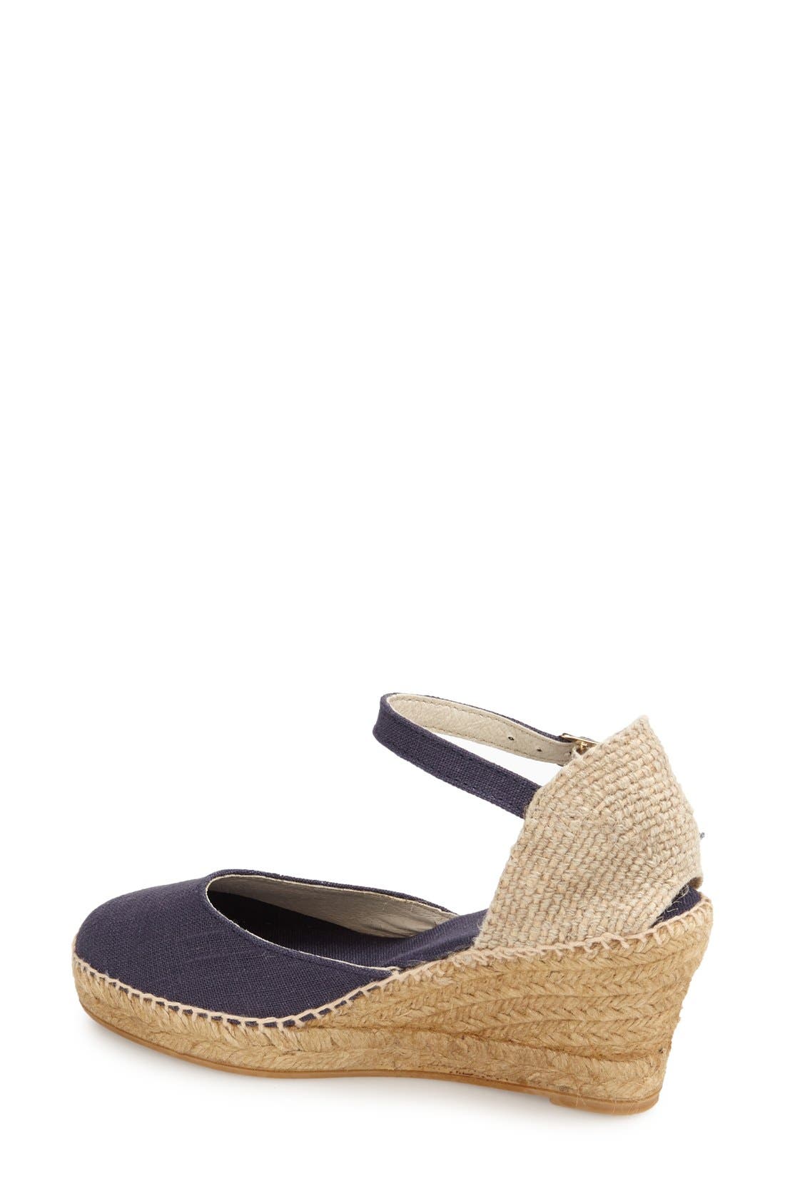 'Caldes' Linen Wedge Sandal, Alternate, color, NAVY LINEN