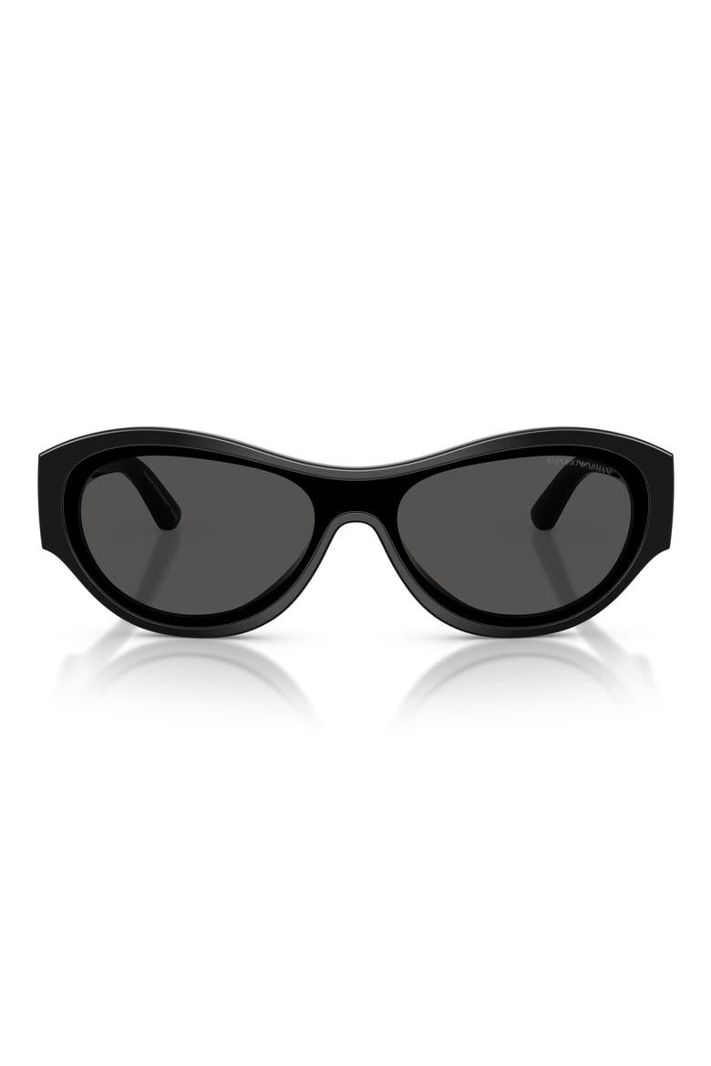 136mm Irregular Sunglasses, Main, color, SHINY BLACK / DARK GREY