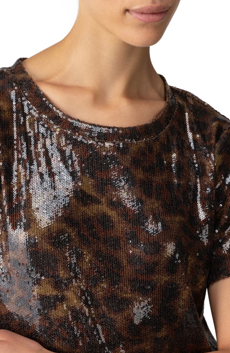 Sanctuary Sequin Perfect Leopard T-Shirt, Alternate, color, 