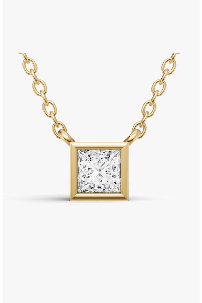 14K Gold 0.25 ct Lab-Grown Princess Diamond Bezel Pendant, Main, color, Yellow Gold