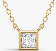SEREIA OFFICIAL 14K Gold 0.25 ct Lab-Grown Princess Diamond Bezel Pendant