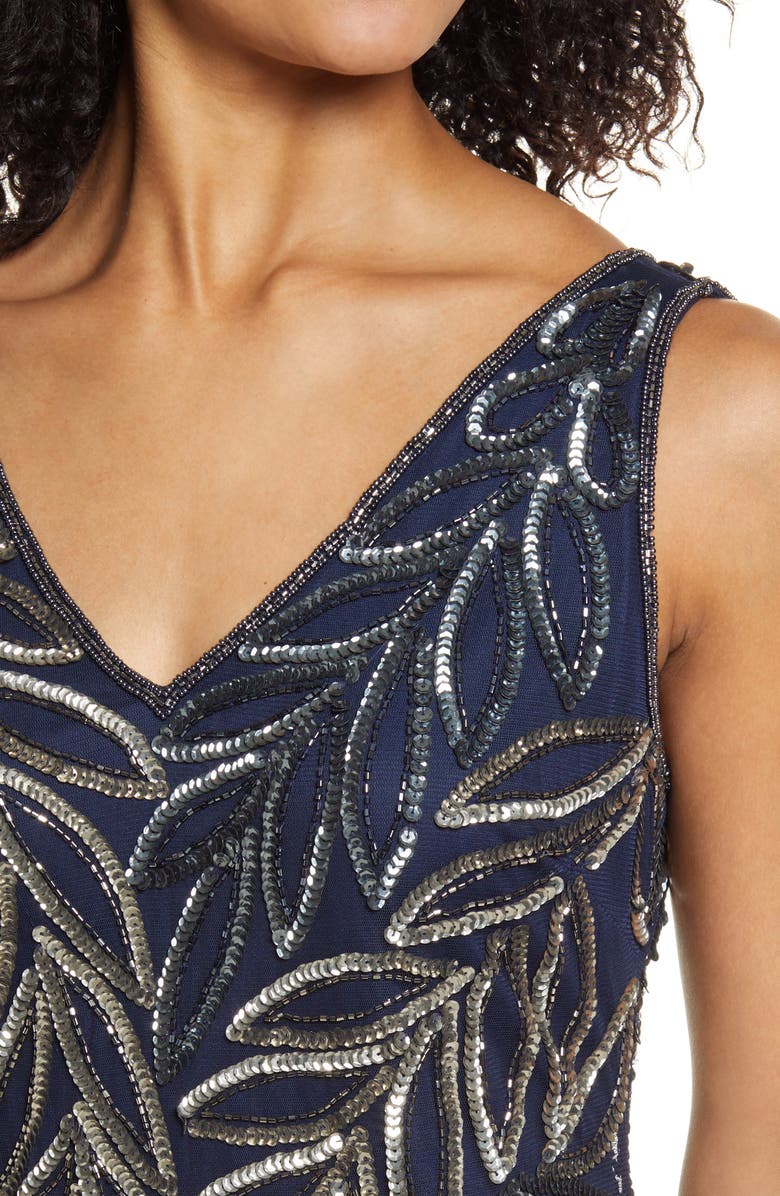 Pisarro Nights Beaded Column Gown, Alternate, color,