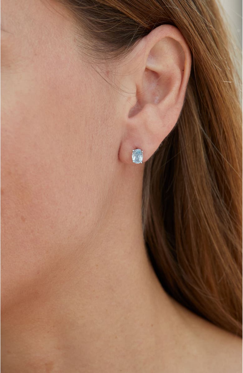 SAVVY CIE JEWELS Sterling Silver Blue Topaz Stud Earrings, Alternate, color, 