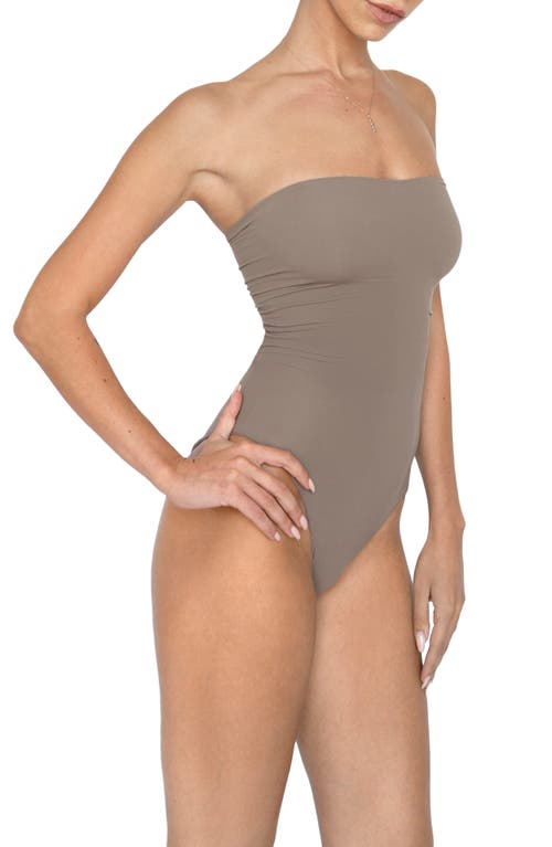Noody Ultra-thin Seamless Forming Strapless Bodysuit In Gray
