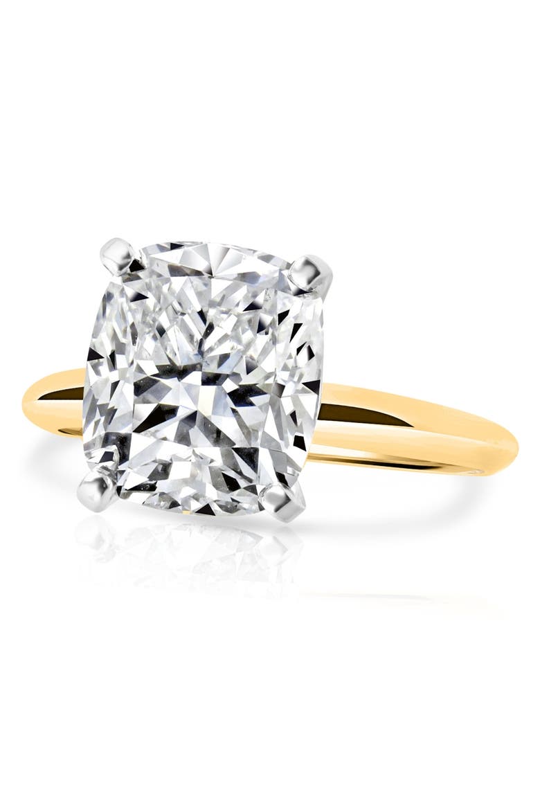 4 Ct 14k Two Tone Certified Lab Grown Cushion Diamond Engagement Ring, Alternate, color, 14k Yellow Gold