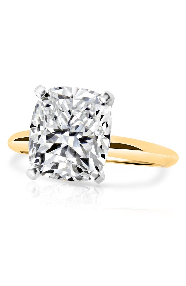 Bliss Diamond 4 Ct 14k Two Tone Certified Lab Grown Cushion Diamond Engagement Ring, Alternate, color, 14K Yellow Gold