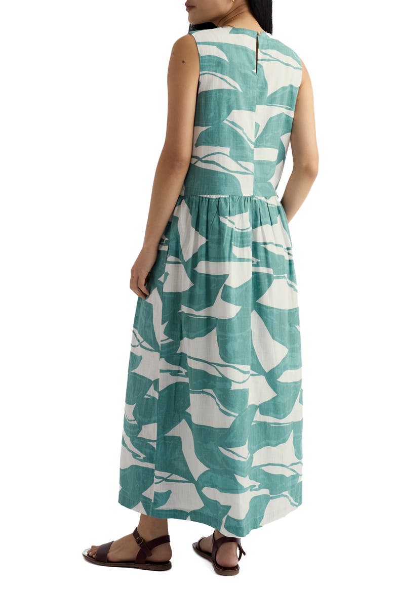 Brouse Abstract Print Sleeveless Organic Cotton Midi Dress, Alternate, color, ABSTRACT DUNES CHALK