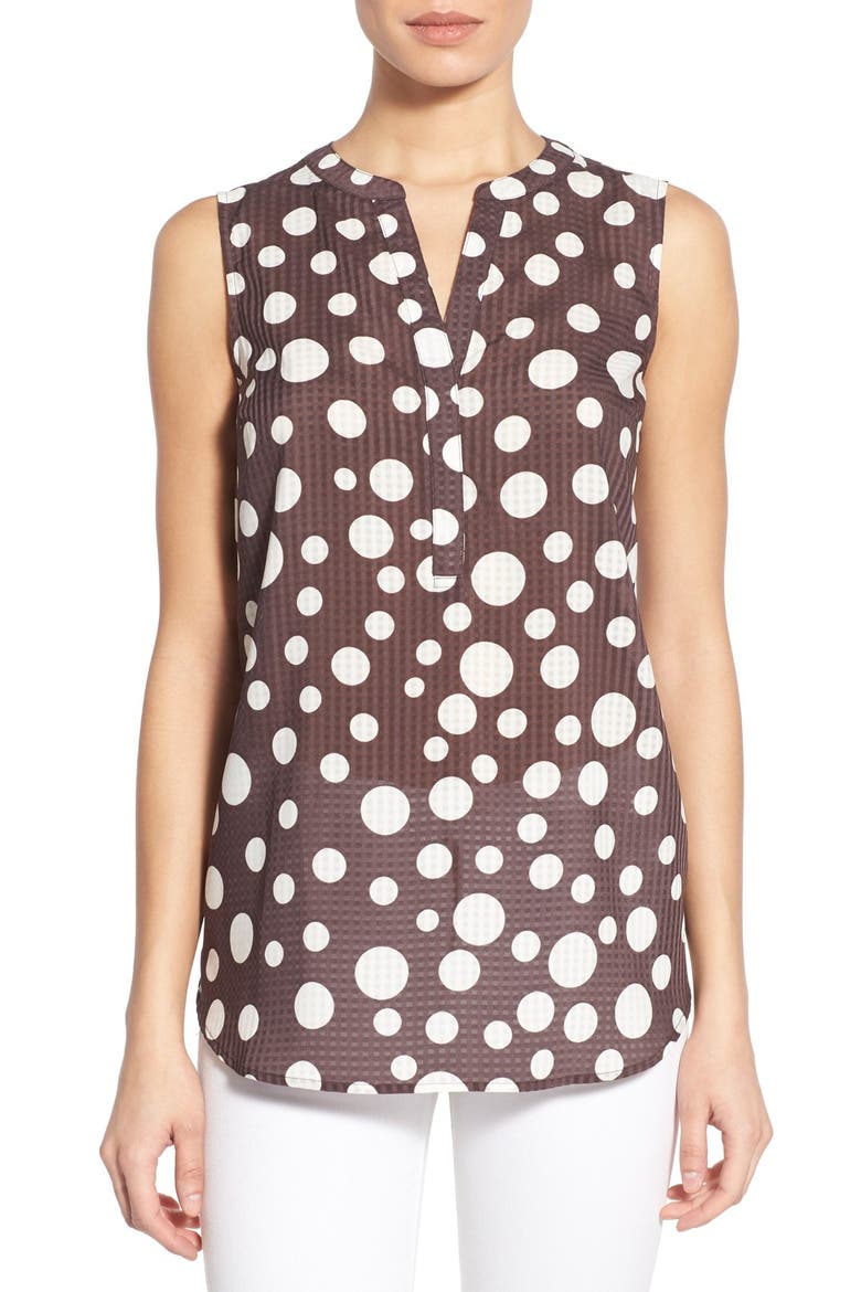 Split Neck Sleeveless Tunic, Main, color, GREY DOT