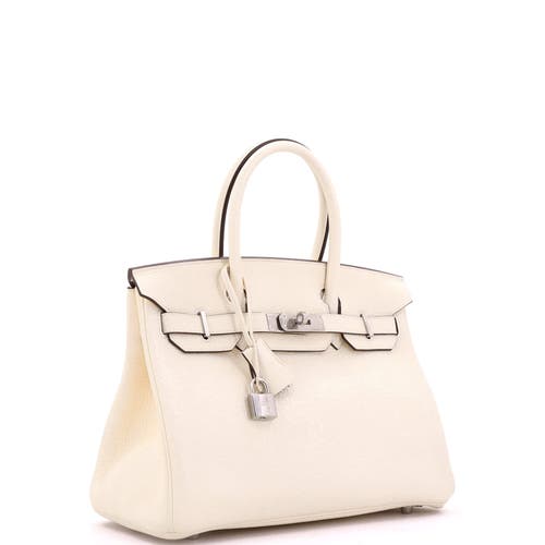 Pre-owned Hermes  Hermes Birkin Handbag Light Clemence With Palladium Hardware 30 In Neutral