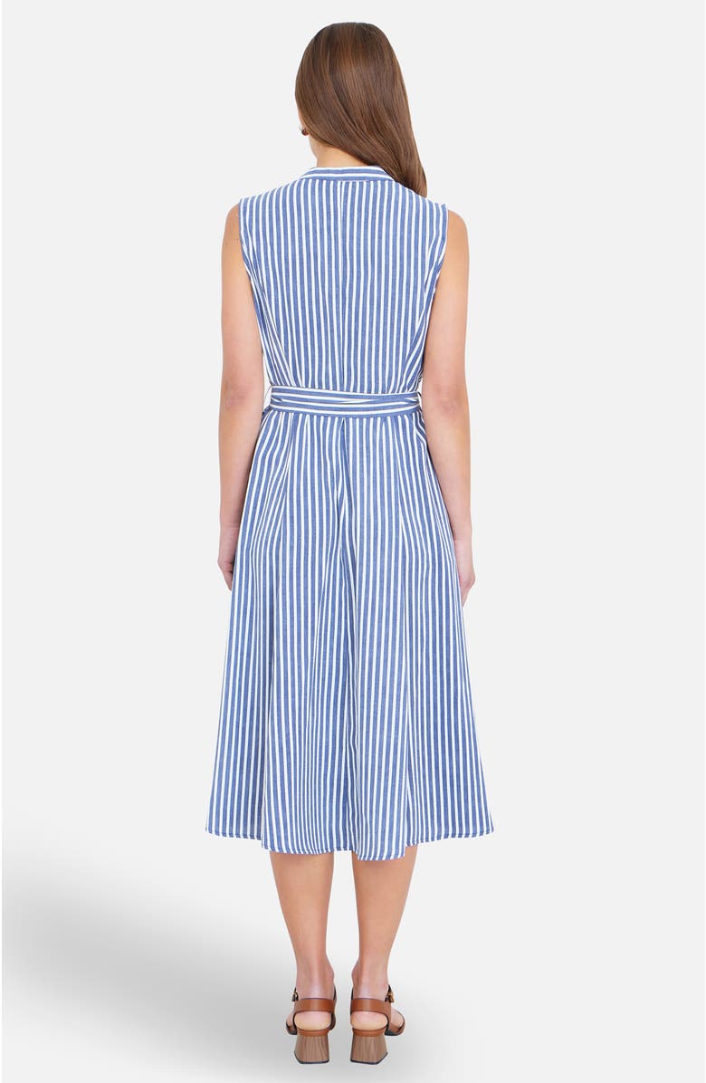 Yumi Stripe Midi Sleeveless Shirt Dress, Alternate, color, Navy