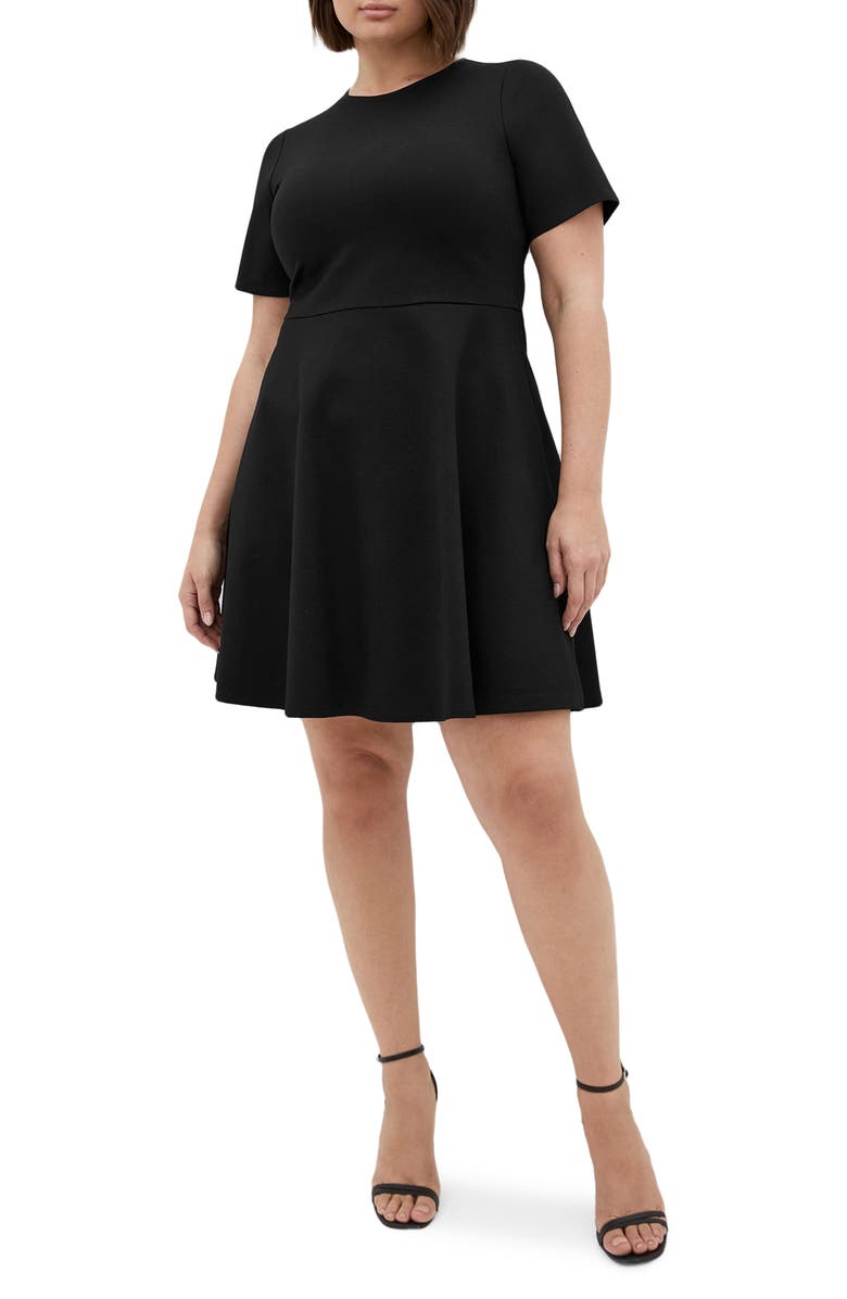 City Chic Cariline Fit & Flare Dress, Main, color, Black
