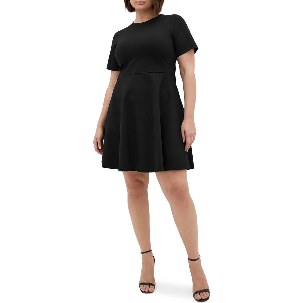 City Chic Cariline Fit & Flare Dress In Black