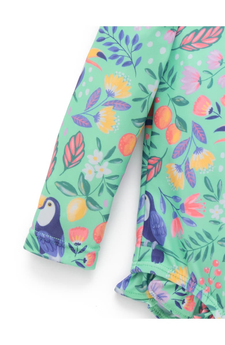 Purebaby Printed Frilly Longsleeve Swimsuit, Alternate, color, Toucan Print