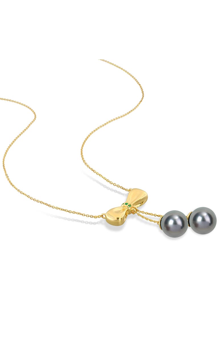 Julianna B. Tahitian Pearl & Gem Bow Drop Necklace 10k, Alternate, color,