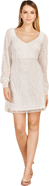 LARA New York V-Neck, Long Sleeve Bridal Cocktail Dress