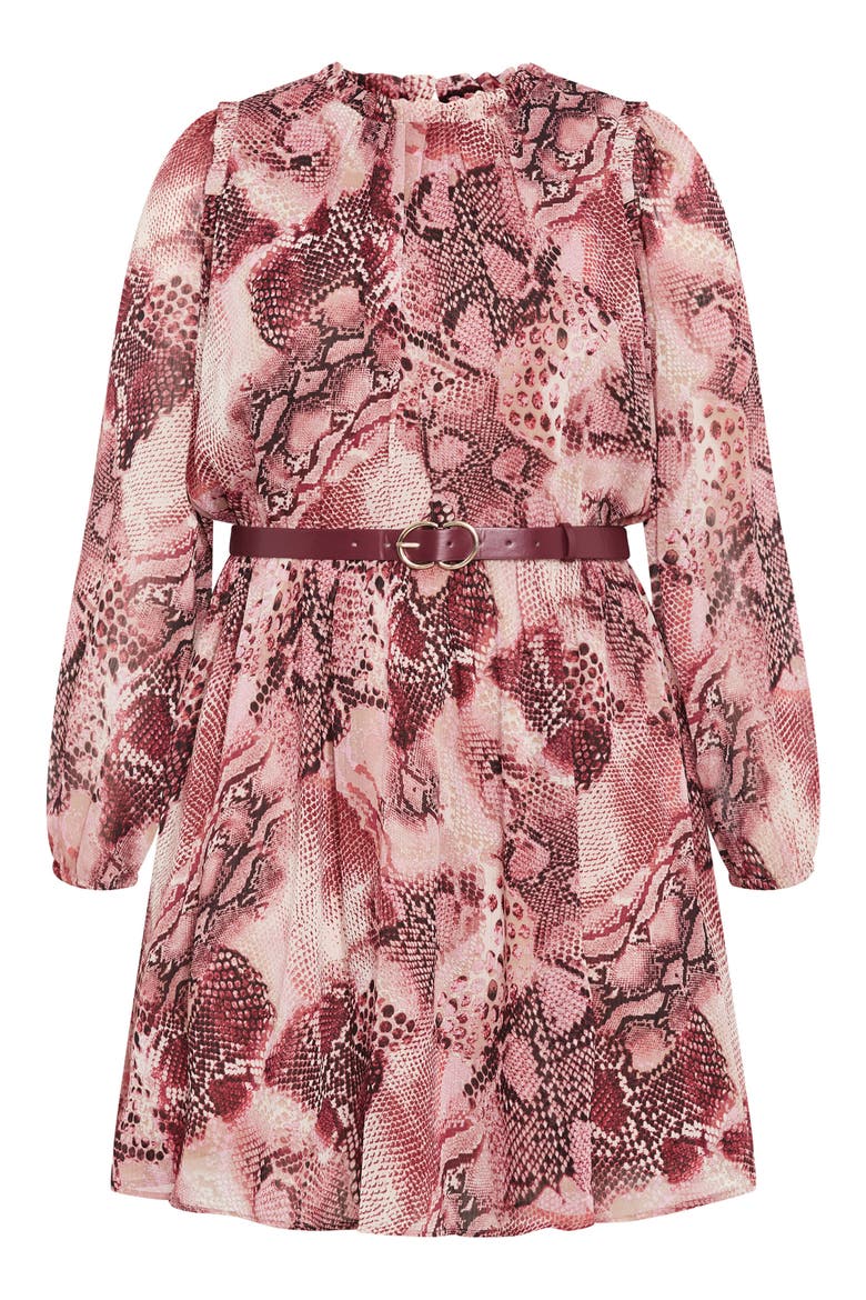 Maddie Print Belted Long Sleeve Dress, Alternate, color, VIPER