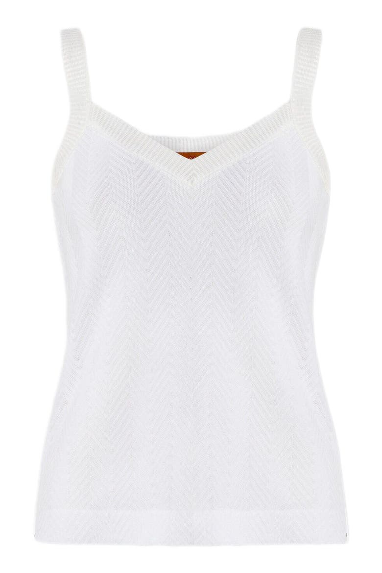 Sleeveless Zigzag Knit Top, Alternate, color, White