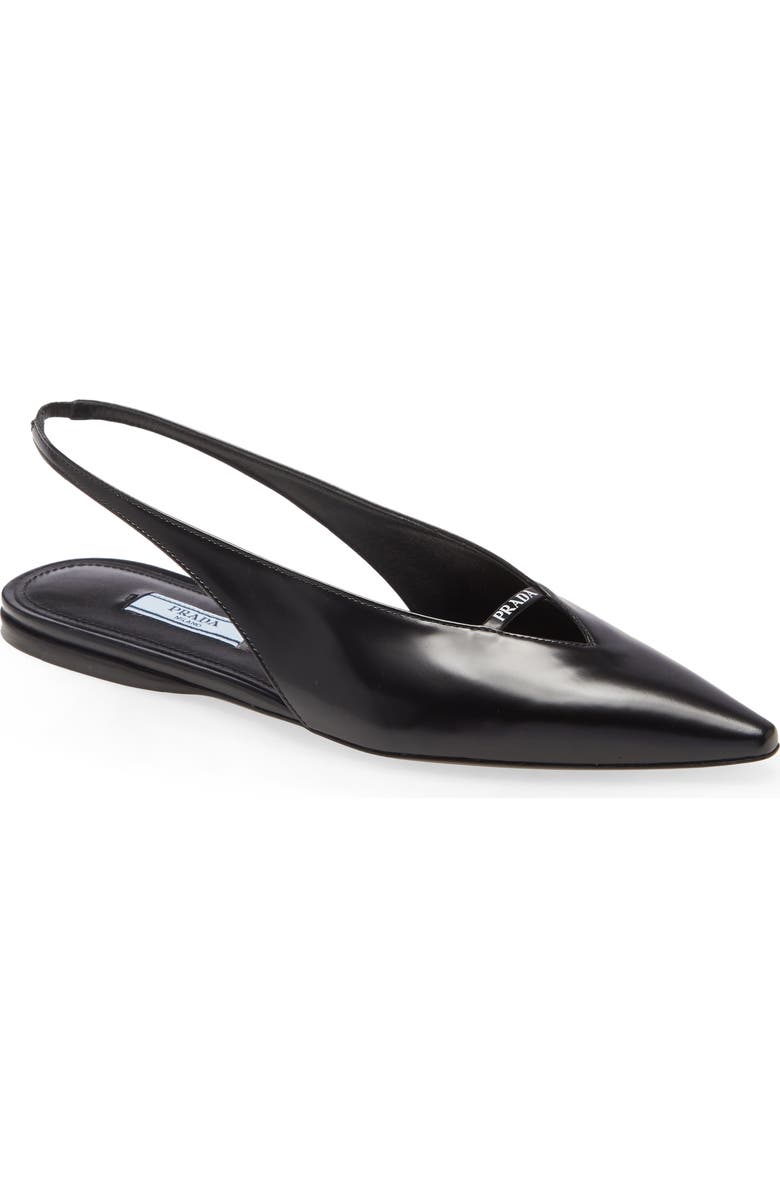 Prada Slingback Pointy Toe Flat, Main, color,