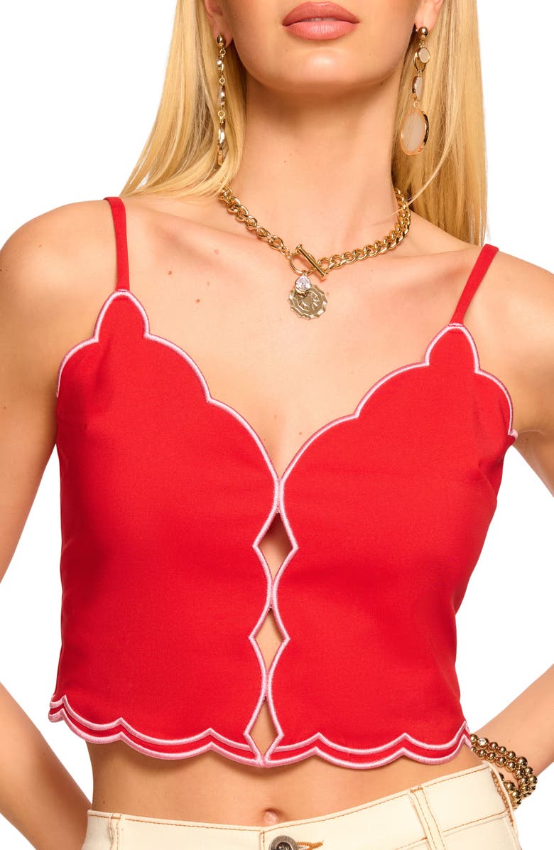 Ramy Brook Tilda Scallop Cotton Blend Crop Camisole, Alternate, color, Flame