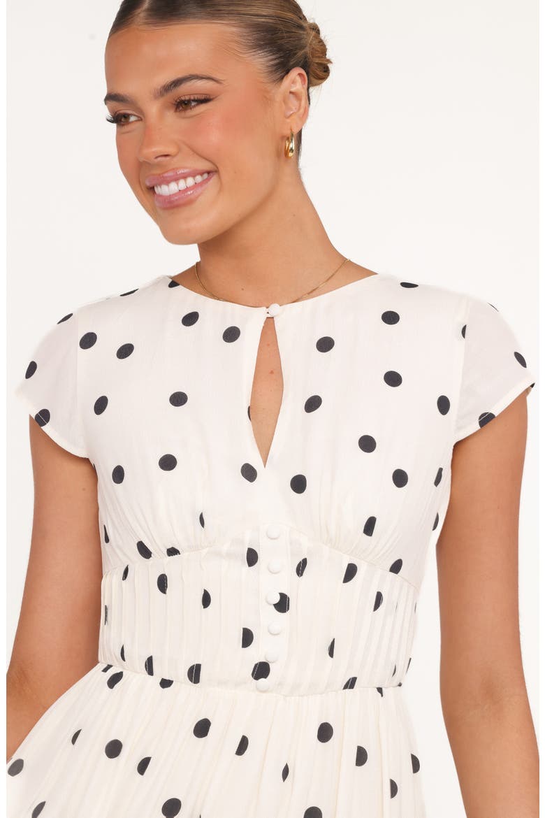 Darline Dot Keyhole Midi Dress, Alternate, color, WHITE POLKA DOT