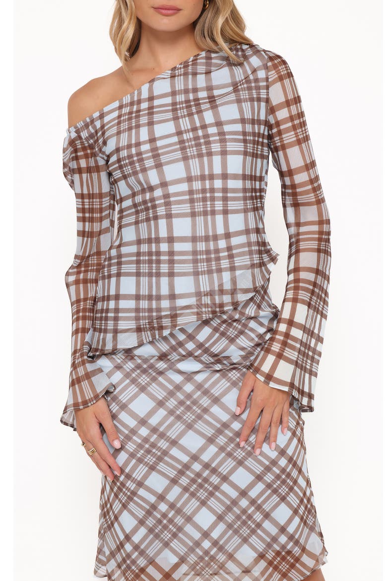 Caitriona Plaid Cowl Neck Top, Alternate, color, BLUE PLAID