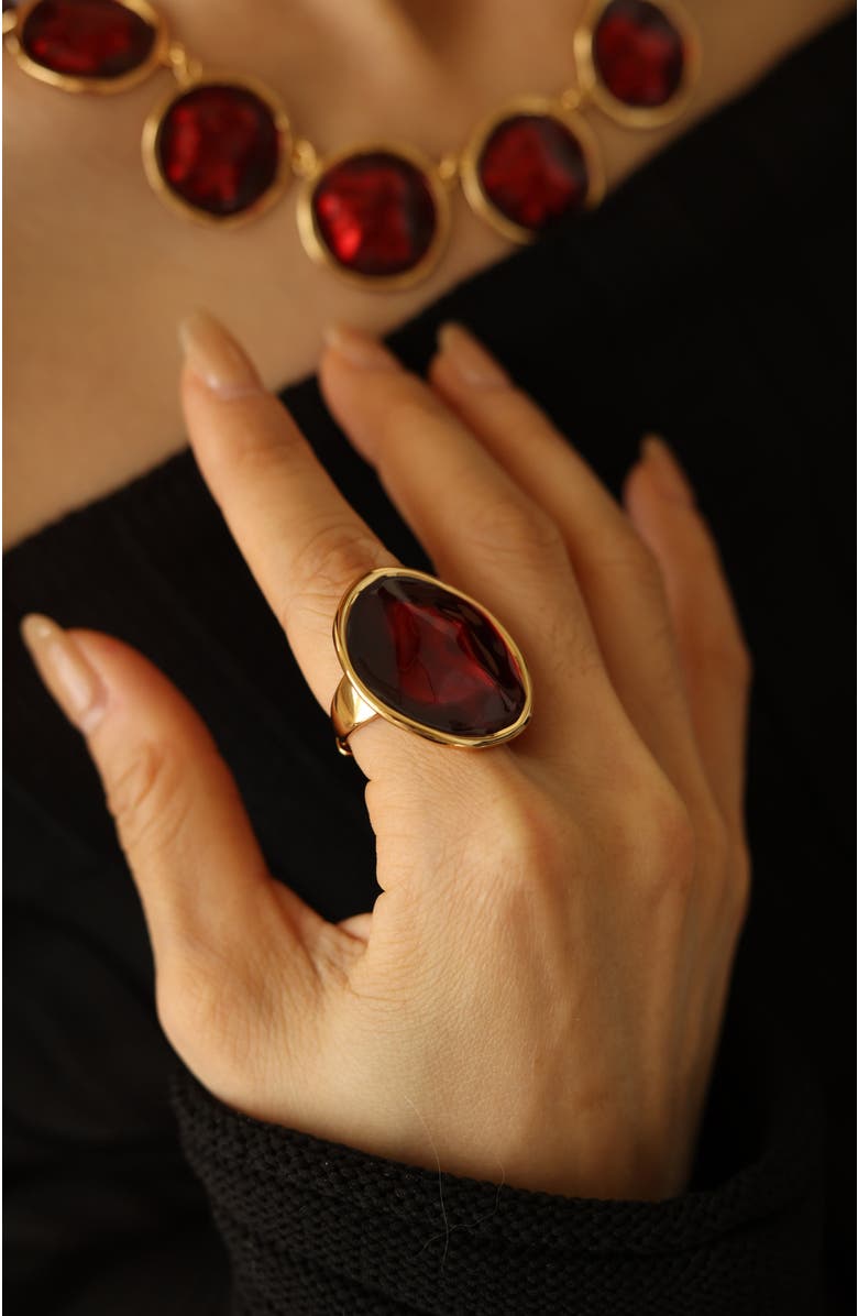 RETRO CHIC Ripple Ring, Alternate, color, Red & Gold