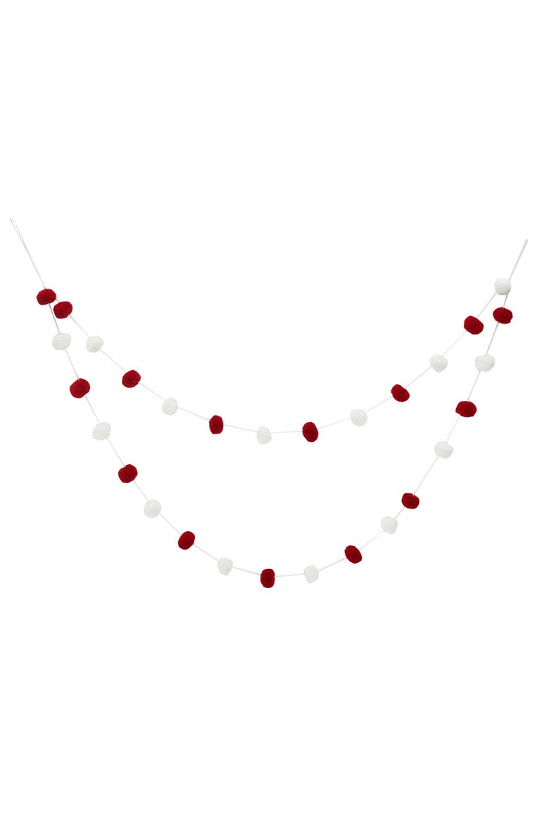 Ruby & White Decorative PomPom Garland 48", Main, color, Red
