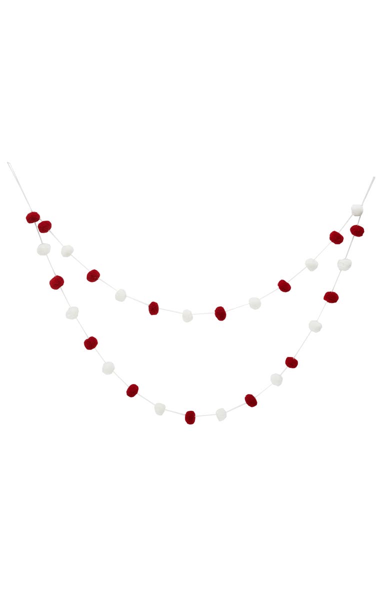 carol & frank 48" Ruby & White Pompom Garland, Main, color, Red